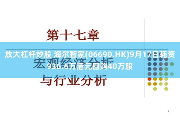 放大杠杆炒股 海尔智家(06690.HK)9月17日耗资936.6万港元回购40万股