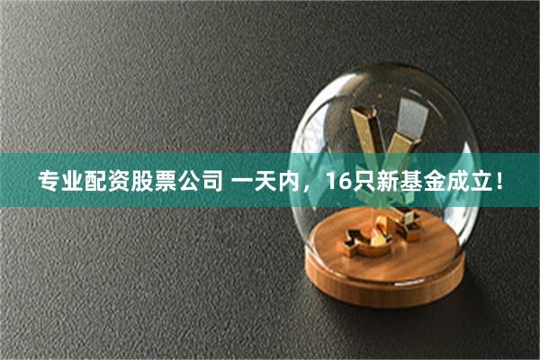 专业配资股票公司 一天内，16只新基金成立！