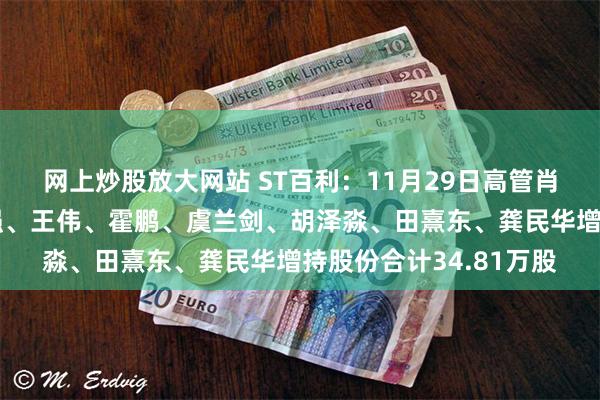 网上炒股放大网站 ST百利：11月29日高管肖立明、李良友、刘国强、王伟、霍鹏、虞兰剑、胡泽淼、田熹东、龚民华增持股份合计34.81万股