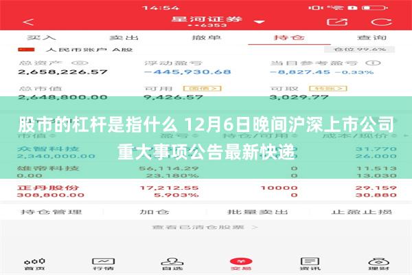 股市的杠杆是指什么 12月6日晚间沪深上市公司重大事项公告最新快递